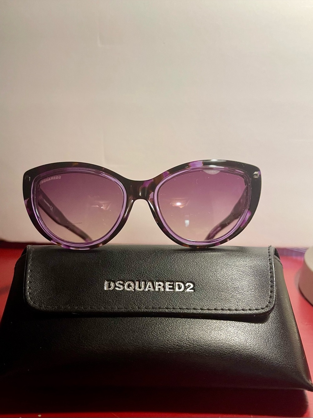 DSQUARED2 Purple Gradient Cat-Eye Sunglasses, Tortoiseshell w/ case, new
